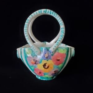 Handpainted in Italy Pottery Basket